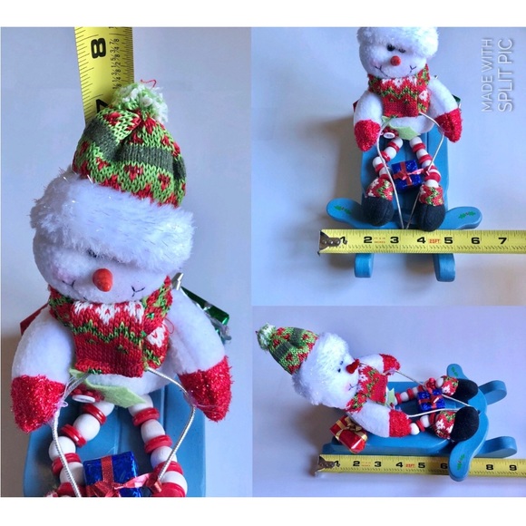 VINTAGE Wooden Sleigh Snowman Bear Christmas Theme Table Decor 9” x 6” x 7” tall - Picture 9 of 16
